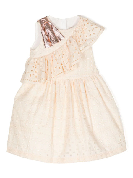  Hucklebones London Asymmetric Broderie-anglaise Midi Dress - Neutrals 