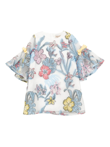  Hucklebones London Bell Sleeve Shift Dress - Blue 
