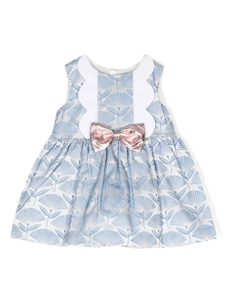  Hucklebones London Bow-detail Embroidered Design Dress - Cerulean 