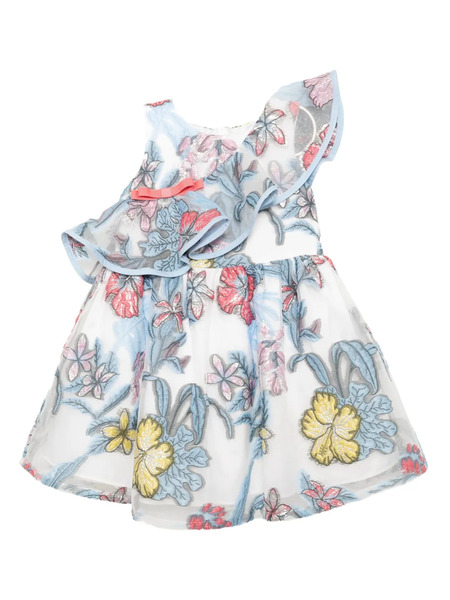 Hucklebones London Diaganol Ruffle Bodice Dress - Blue 