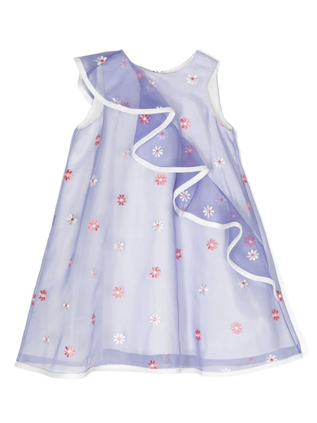  Hucklebones London Floral-embroidered Ruffled Midi Dress - Purple 