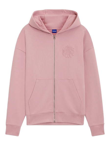  Hugo Embossed Zip-up Hoodie - Pink 