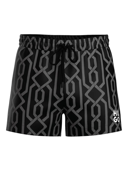  Hugo Geometric-pattern Swim Shorts - Black 