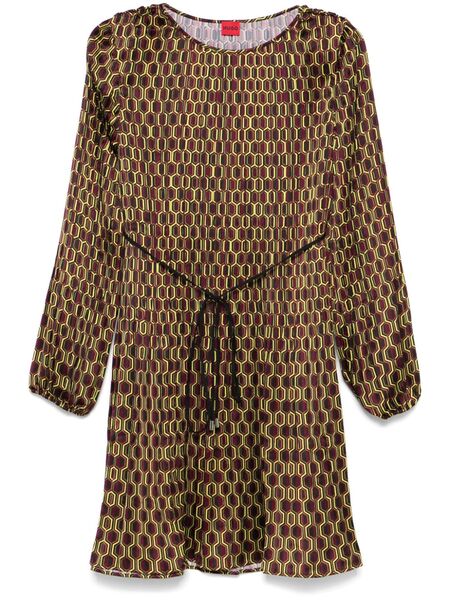  Hugo Geometric-print Pleated Dress - Red 