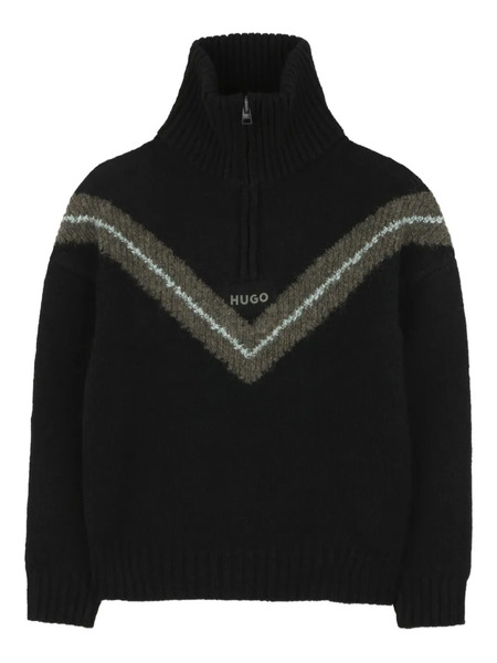  Hugo Kids High Neck Knitted Sweater - Black 