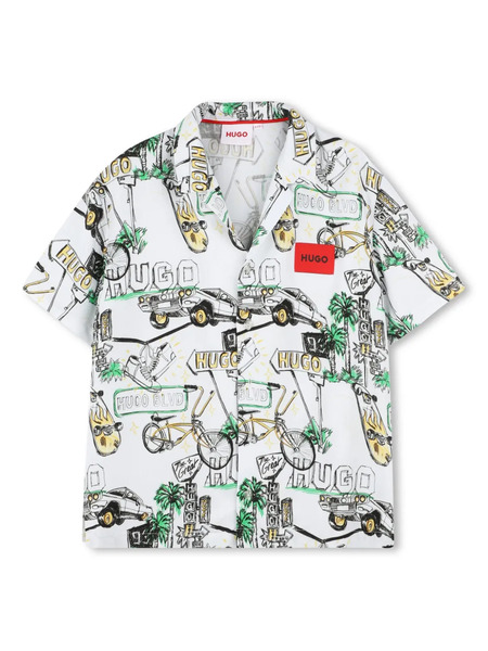  Hugo Kids Illustration-print Shirt - White 