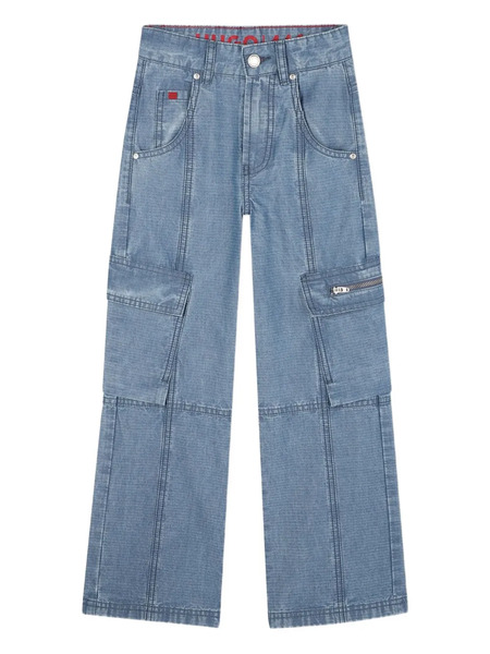  Hugo Kids Logo-badge Cargo Jeans - Blue 