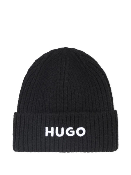  Hugo Kids Logo-embroidered Beanie - Black 