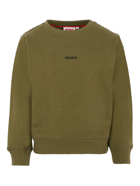  Hugo Kids Logo-embroidered Crew-neck Sweater - Green 