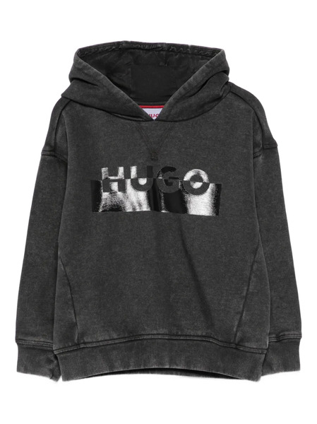  Hugo Kids Logo Hoodie - Black 