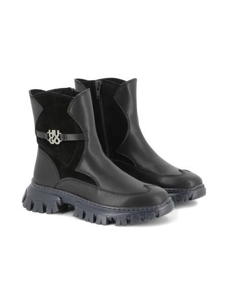  Hugo Kids Logo-plaque Ankle Boots - Black 