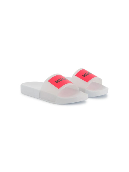  Hugo Kids Logo-print Slides - White 