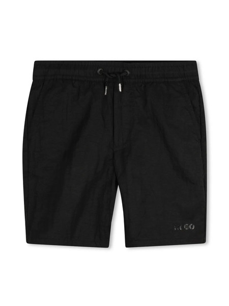  Hugo Kids Logo-print Swim Shorts - Black 
