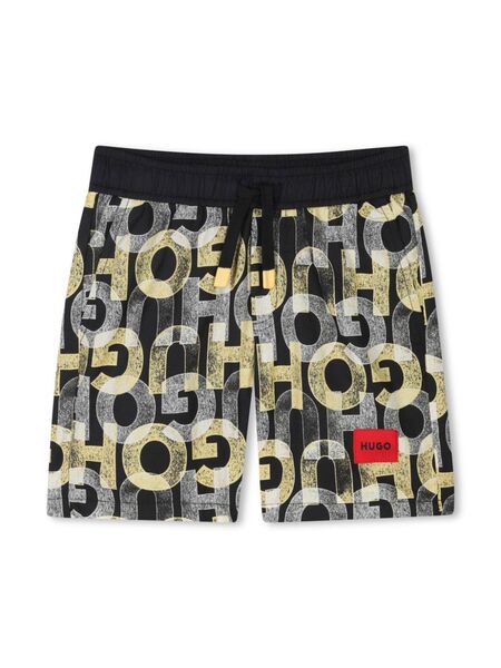  Hugo Kids Logo-print Swim Shorts - Black 