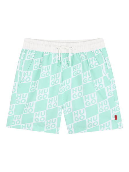  Hugo Kids Logo Swim Shorts - Green 