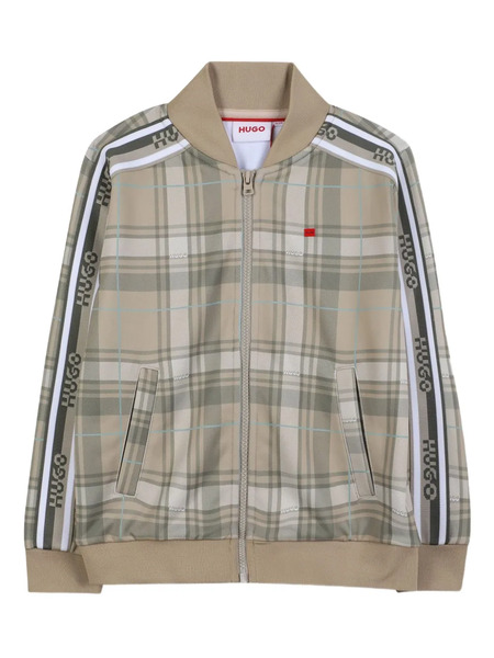  Hugo Kids Plaid Zip-up Sweatshirt - Neutrals 
