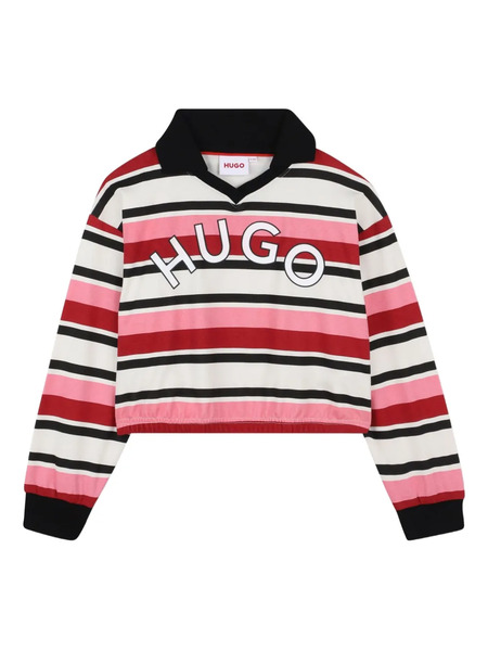  Hugo Kids Striped Polo Shirt - Pink 
