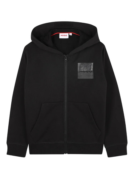  Hugo Kids Zip-front Hoodie - Black 
