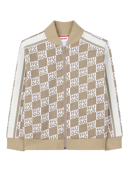 Hugo Kids Zip-up Printed Cardigan - Neutrals 