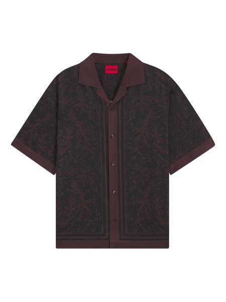  Hugo Leaf-print Buttoned Shirt - Black 