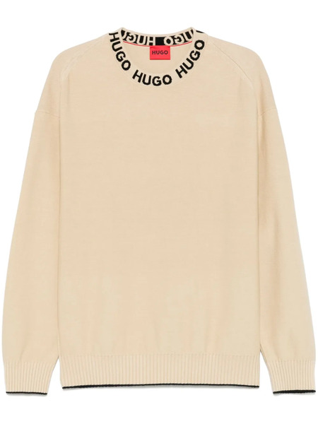  Hugo Logo-collar Sweater - Neutrals 
