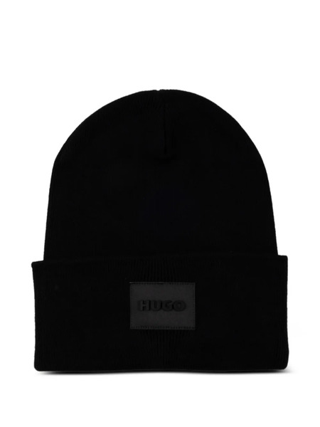  Hugo Logo-patch Beanie Hat - Black 