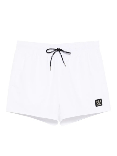  Hugo Logo-patched Swim Shorts - White 