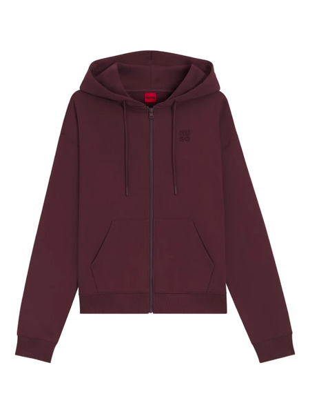  Hugo Logo Zip Hoodie - Red 