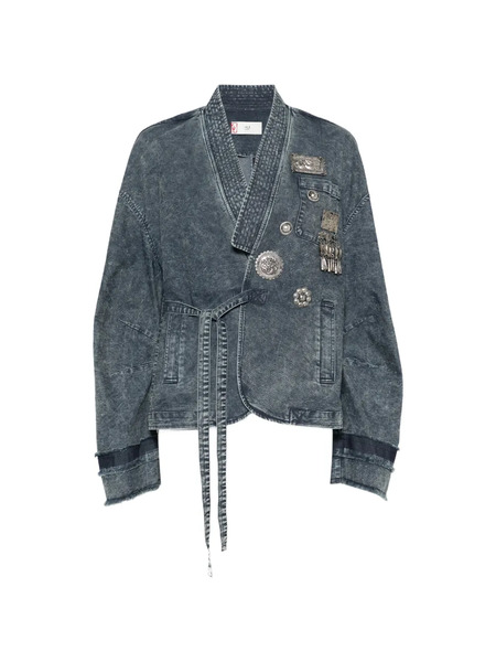  Hui Milano Embellished Denim Jacket - Blue 