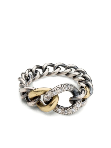  Hum 18k White Gold Interlace Diamond Ring - Silver 