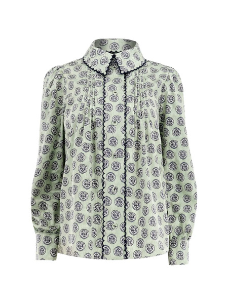  Hunter Bell James Pleated Bird-print Shirt - Green 