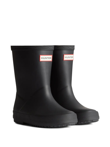  Hunter Kids Logo-plaque Wellies - Black 