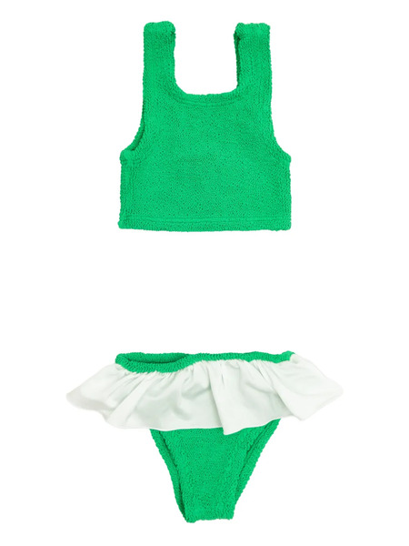  Hunza G Kids Crinkle Ruffled Bikini - Green 