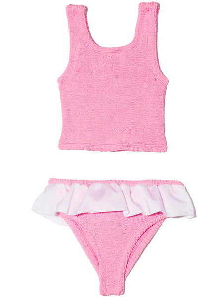  Hunza G Kids Olive Ruffle-trim Tankini - Pink 