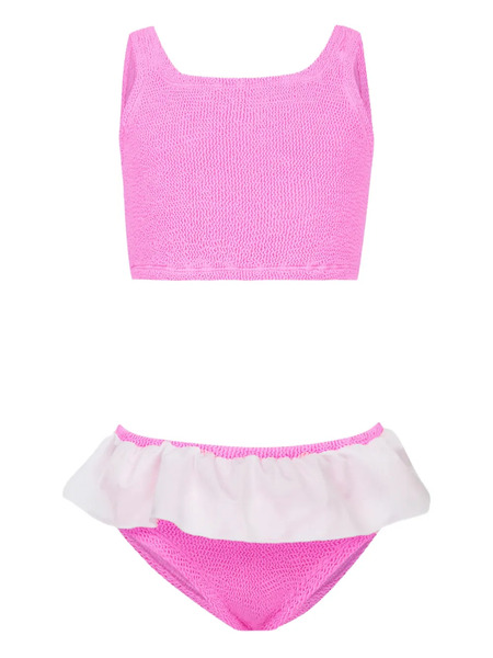  Hunza G Kids Olive Ruffled-trim Bikini - Pink 