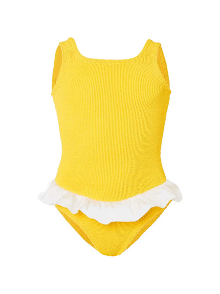  Hunza G Kids Ruffled Swimsuit - Yellow 