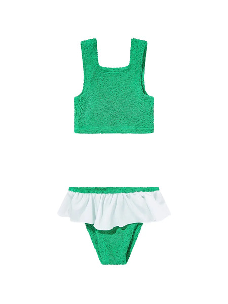  Hunza G Kids Ruffled Textured Bikini - Green 
