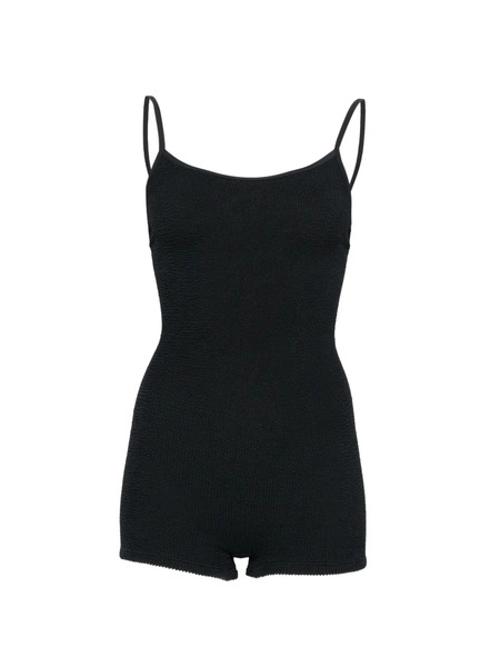  Hunza G Pamela Romper Spaghetti Strap Swimsuit - Black 