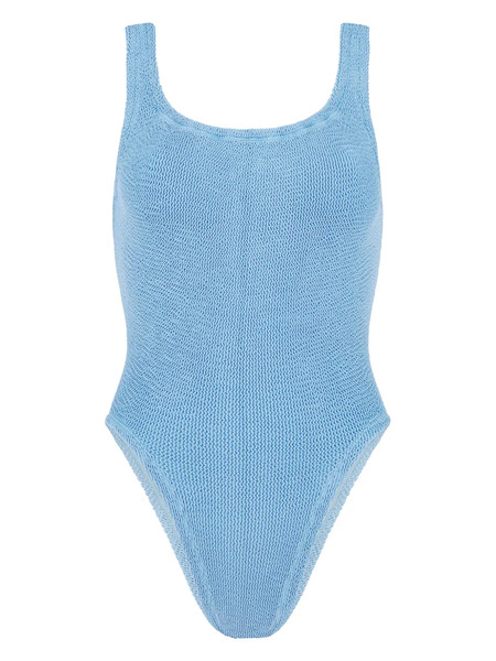  Hunza G Square Neck Seersucker Swimsuit - Blue 