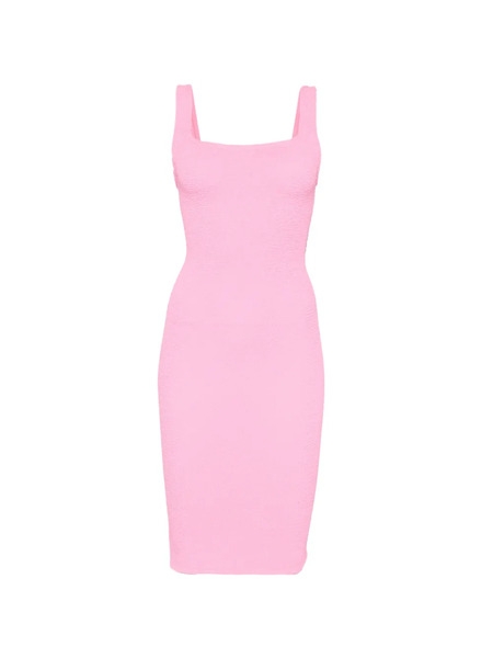  Hunza G Square-neck Textured Midi Fitted Dress - Pink 