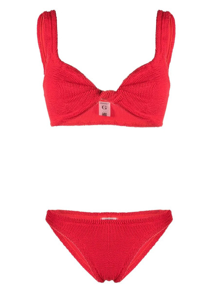  Hunza G Twist-detail Crinkle Bikini Set - Red 