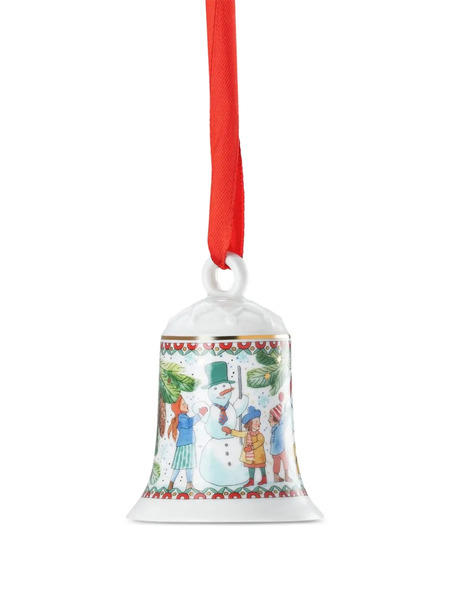  Hutschenreuther Snow Scene Bell Ornament - White 