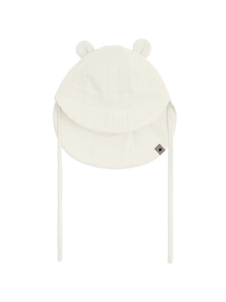  Huttelihut Ear-detail Tie-fastening Hat - White 