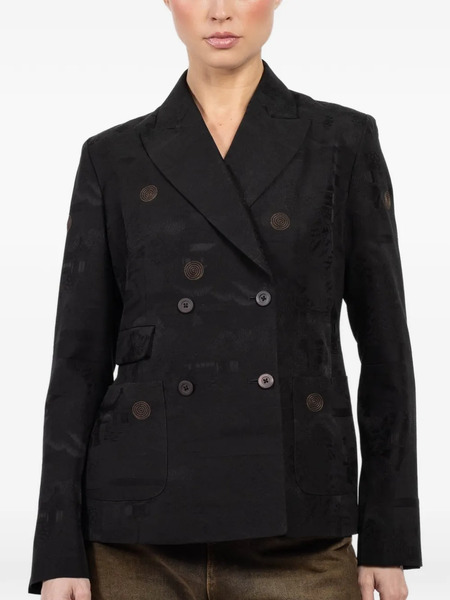  Ibrigu Double-breasted Button Blazer - Black 