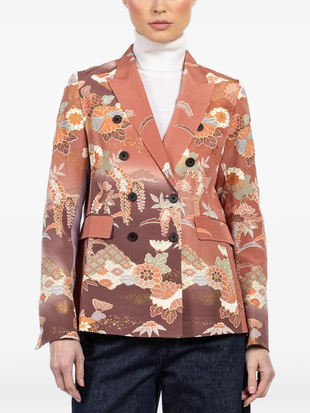  Ibrigu Floral-print Double-breasted Blazer - Pink 