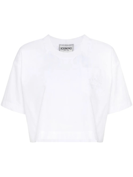  Iceberg Cropped Cotton T-shirt - White 