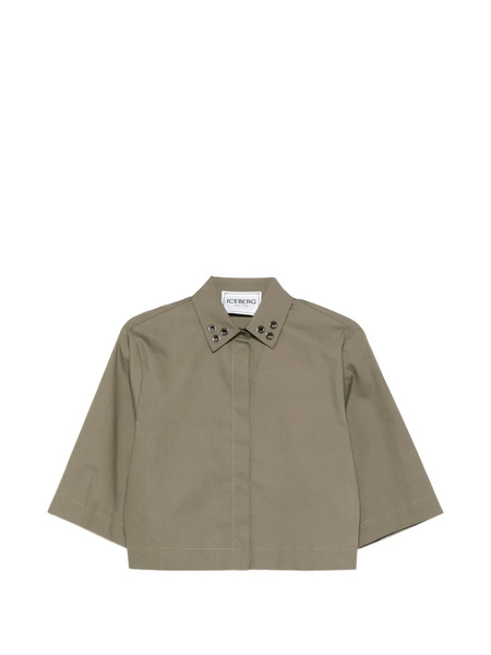  Iceberg Eyelet Collared Top - Green 
