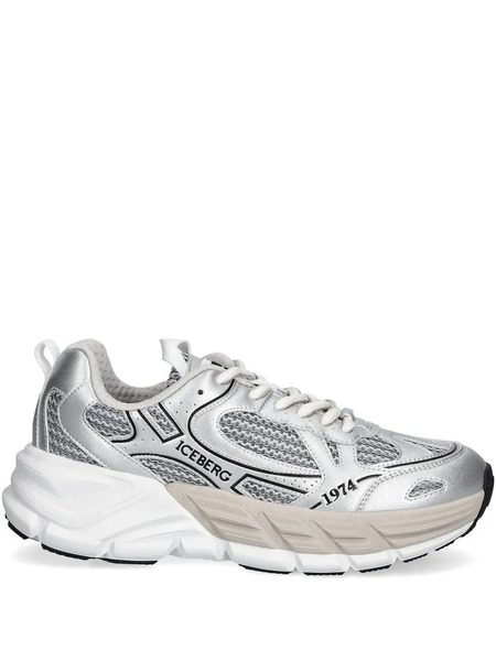  Iceberg Icb One Mesh-panelled Sneakers - Silver 