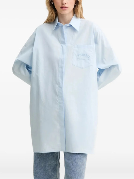  Iceberg Logo-embroidered Pocket Shirt - Blue 