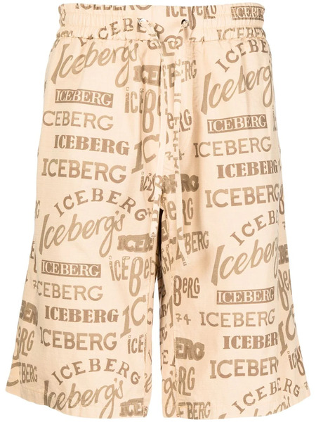  Iceberg Logo-print Deck Shorts - Brown 